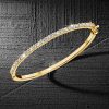 18K Gold Plated Sterling Silver 3mm Round Cut Bangle Bracelet for Women with 2.70 CT. TW Stones