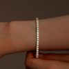18K Gold Plated Sterling Silver 3mm Round Cut Bangle Bracelet for Women with 2.70 CT. TW Stones