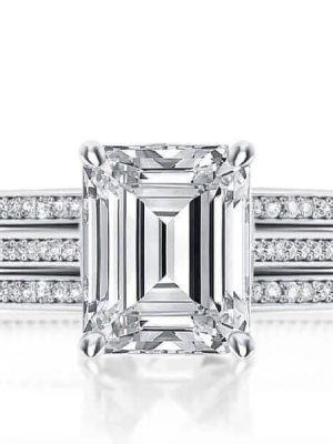 Classic 3PC Created White Sapphire Wedding Set in 925 Sterling Silver