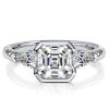 Asscher Cut 3 Stone Engagement Ring in Sterling Silver with 3.00 CTW