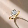 Asscher Cut 3 Stone Engagement Ring in Sterling Silver with 3.00 CTW