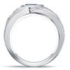 Pear Cut Blue Sapphire Wedding Band in 925 Sterling Silver with Rhodium Plating