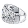 Pear Cut Blue Sapphire Wedding Band in 925 Sterling Silver with Rhodium Plating