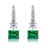 Emerald Cut Emerald and Sapphire Drop Earrings in Rhodium Plated 925 Sterling Silver