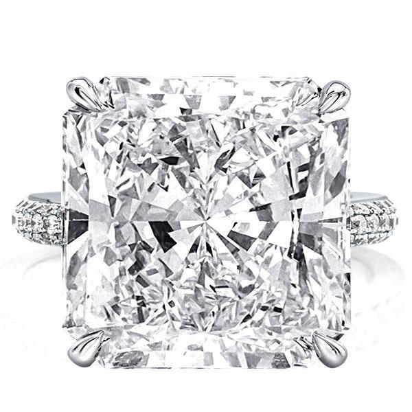 Hidden Halo Princess Cut Sterling Silver Engagement Ring (16.55 CT)
