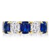 Eternity Wedding Band for Women, Classic Blue & White Stone Accented, 925 Sterling Silver