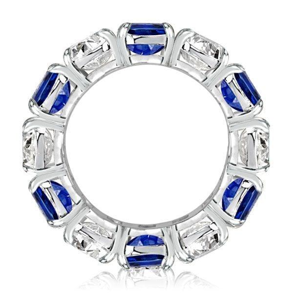 Eternity Wedding Band for Women, Classic Blue & White Stone Accented, 925 Sterling Silver