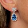 Sterling Silver Heart Drop Earrings - Rhodium Plated, Nickel-Free