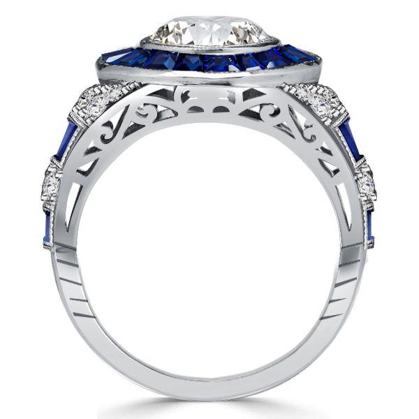 Vintage Halo Engagement Ring - White Milgrain Sterling Silver 3.97 CTW