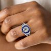 Vintage Halo Engagement Ring - White Milgrain Sterling Silver 3.97 CTW