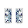 Aquamarine Hoop Earrings - Sterling Silver Flush Set Gemstone Hoops