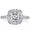 Princess Cut White Sapphire Halo Engagement Ring - Sterling Silver (2.35 ctw)