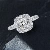 Princess Cut White Sapphire Halo Engagement Ring - Sterling Silver (2.35 ctw)