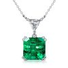 Asscher Cut Emerald & Sapphire Pendant Necklace - Sterling Silver
