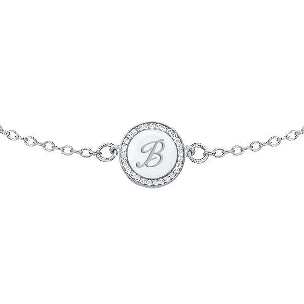 Personalized Circle Initial Bracelet - 925 Sterling Silver Engraved Charm