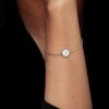 Personalized Circle Initial Bracelet - 925 Sterling Silver Engraved Charm