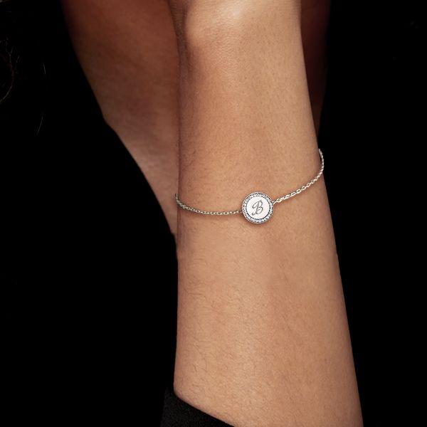 Personalized Circle Initial Bracelet - 925 Sterling Silver Engraved Charm