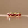 18K Gold Plated Sterling Silver Ruby Wedding Band with Marquise and Round Cut Stones