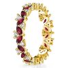 18K Gold Plated Sterling Silver Ruby Wedding Band with Marquise and Round Cut Stones