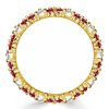 18K Gold Plated Sterling Silver Ruby Wedding Band with Marquise and Round Cut Stones