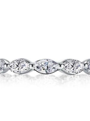 Marquise Cut White Sapphire Eternity Wedding Band in Sterling Silver