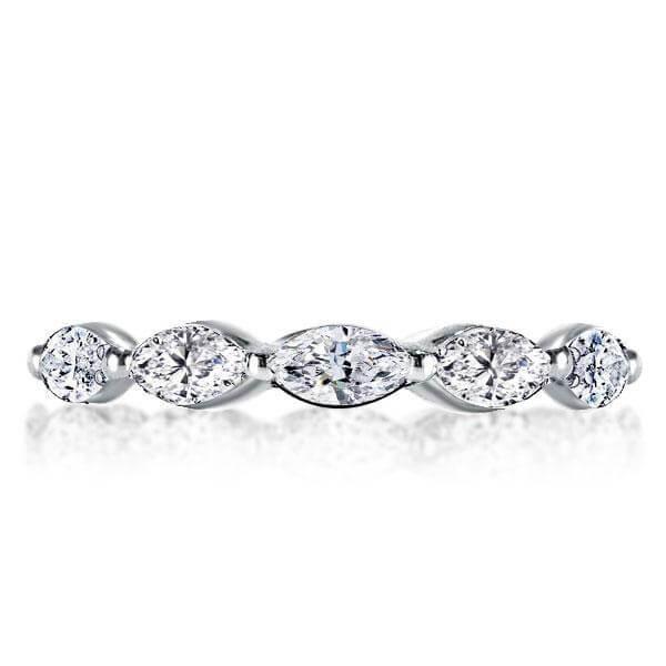 Marquise Cut White Sapphire Eternity Wedding Band in Sterling Silver