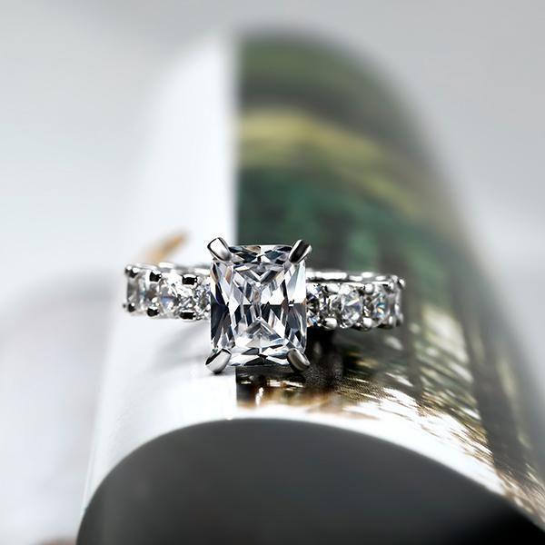 Lab Created Diamond & White Sapphire Eternity Sterling Silver Engagement Ring