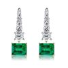 Two-Tone Emerald Cut Emerald & Sapphire Drop Earrings in Sterling Silver