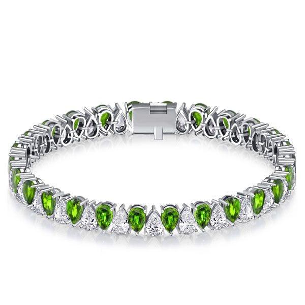 Pear Cut Peridot Tennis Bracelet in Sterling Silver for Weddings and Special Occasions