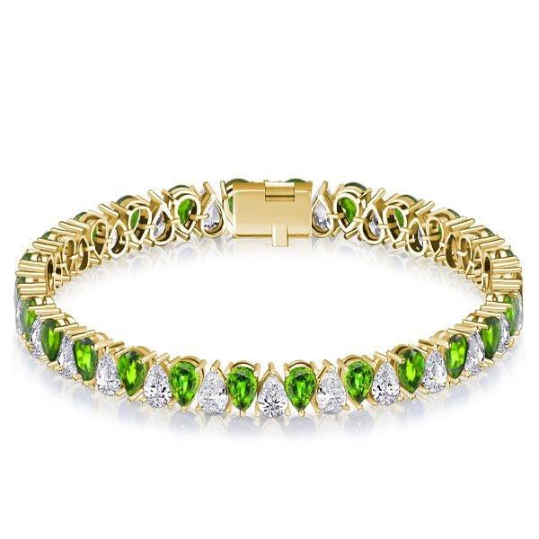 Pear Cut Peridot Tennis Bracelet in Sterling Silver for Weddings and Special Occasions