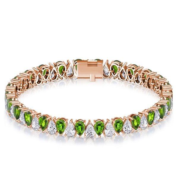 Pear Cut Peridot Tennis Bracelet in Sterling Silver for Weddings and Special Occasions