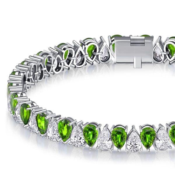 Pear Cut Peridot Tennis Bracelet in Sterling Silver for Weddings and Special Occasions