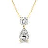 Classic Sterling Silver Pear and Round Cut Pendant Necklace for Women