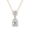Classic Sterling Silver Pear and Round Cut Pendant Necklace for Women