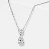 Classic Sterling Silver Pear and Round Cut Pendant Necklace for Women