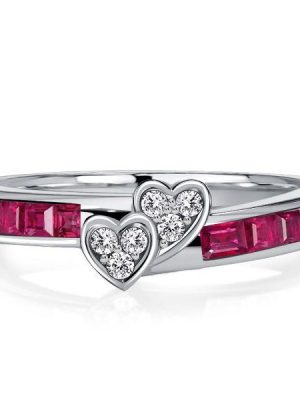 Asscher Cut Ruby Anniversary Ring in Sterling Silver - 0.62 CT. TW.