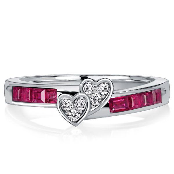 Asscher Cut Ruby Anniversary Ring in Sterling Silver - 0.62 CT. TW.