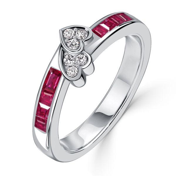 Asscher Cut Ruby Anniversary Ring in Sterling Silver - 0.62 CT. TW.