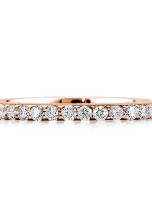 Rose Gold Wedding Band - 18K Plated Sterling Silver, Classic Round Cut