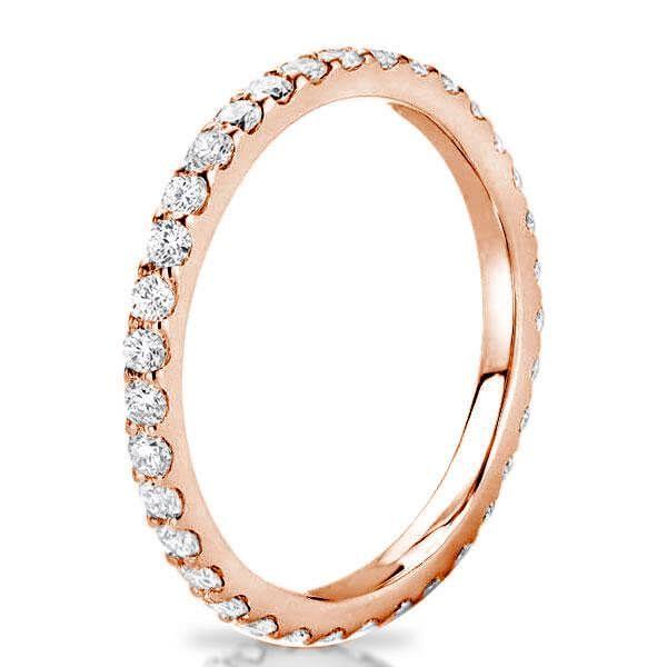 Rose Gold Wedding Band - 18K Plated Sterling Silver, Classic Round Cut