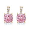 Pink Sapphire Drop Earrings for Women - Cushion Cut, 925 Sterling Silver