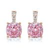 Pink Sapphire Drop Earrings for Women - Cushion Cut, 925 Sterling Silver