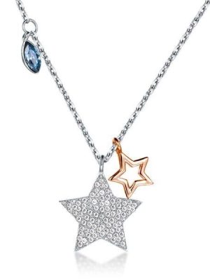 Rose Gold Star Necklace - 925 Sterling Silver - 18 Inch Chain