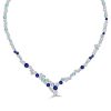 Blue Sapphire Tennis Necklace - Sterling Silver, 27.68 CT. TW