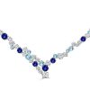 Blue Sapphire Tennis Necklace - Sterling Silver, 27.68 CT. TW