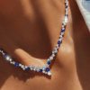 Blue Sapphire Tennis Necklace - Sterling Silver, 27.68 CT. TW