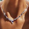 Blue Sapphire Tennis Necklace - Sterling Silver, 27.68 CT. TW