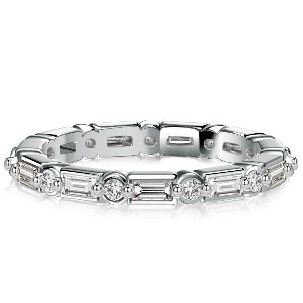 1.19 CT. TW. Baguette and Round Cut Eternity Wedding Band in 925 Sterling Silver