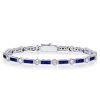 Sterling Silver White & Blue Round Tennis Bracelet - Wedding Jewelry