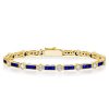Sterling Silver White & Blue Round Tennis Bracelet - Wedding Jewelry